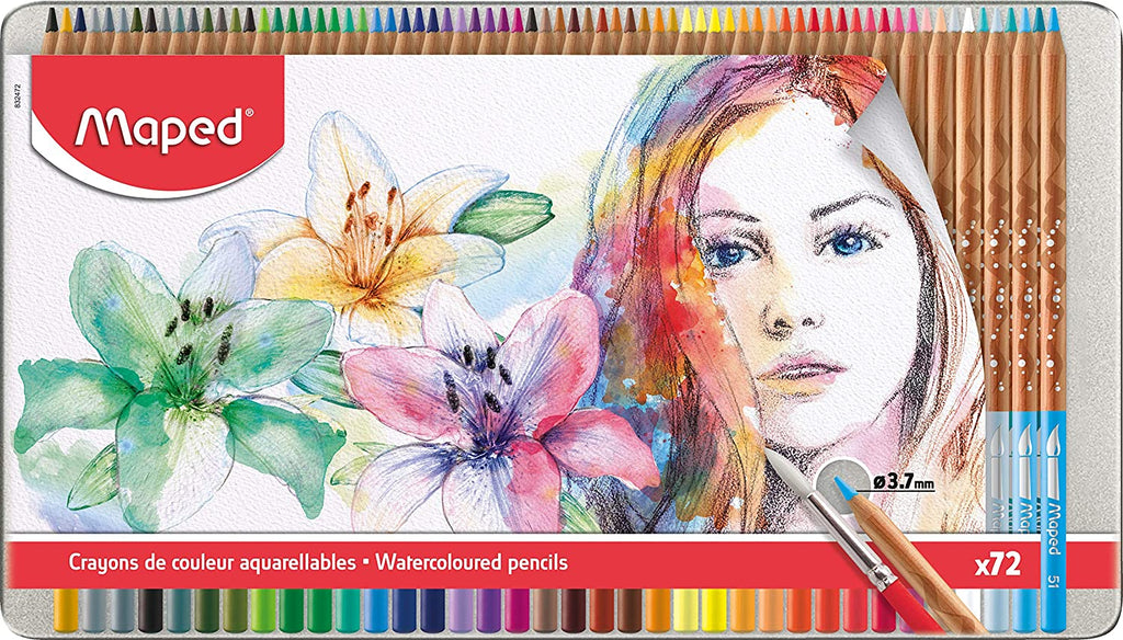 Water Colour Pencils Artist metal - (Pack of 72) - Al Masam Stationery LLC