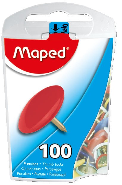 Maped D.Box 10mm ColorThumb Tack 100pc - Al Masam Stationery LLC Main image