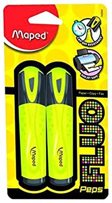 Maped Fluo Peps Highlighter Classic Yellow Blister Pack of 2pcs - Al Masam Stationery LLC Main image