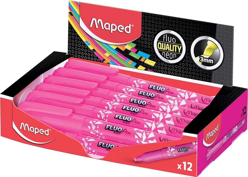 Maped Fluo Peps Highlighter Pink 12 Pcs - Al Masam Stationery LLC Main image