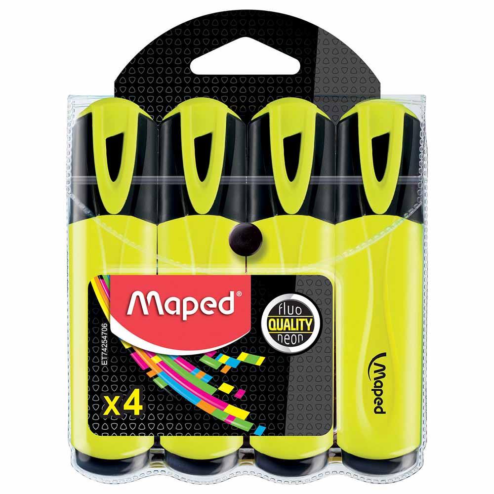 Maped Fluopeps Classic Highlighter Yellow 4 Pcs Pack - Al Masam Stationery LLC Main image