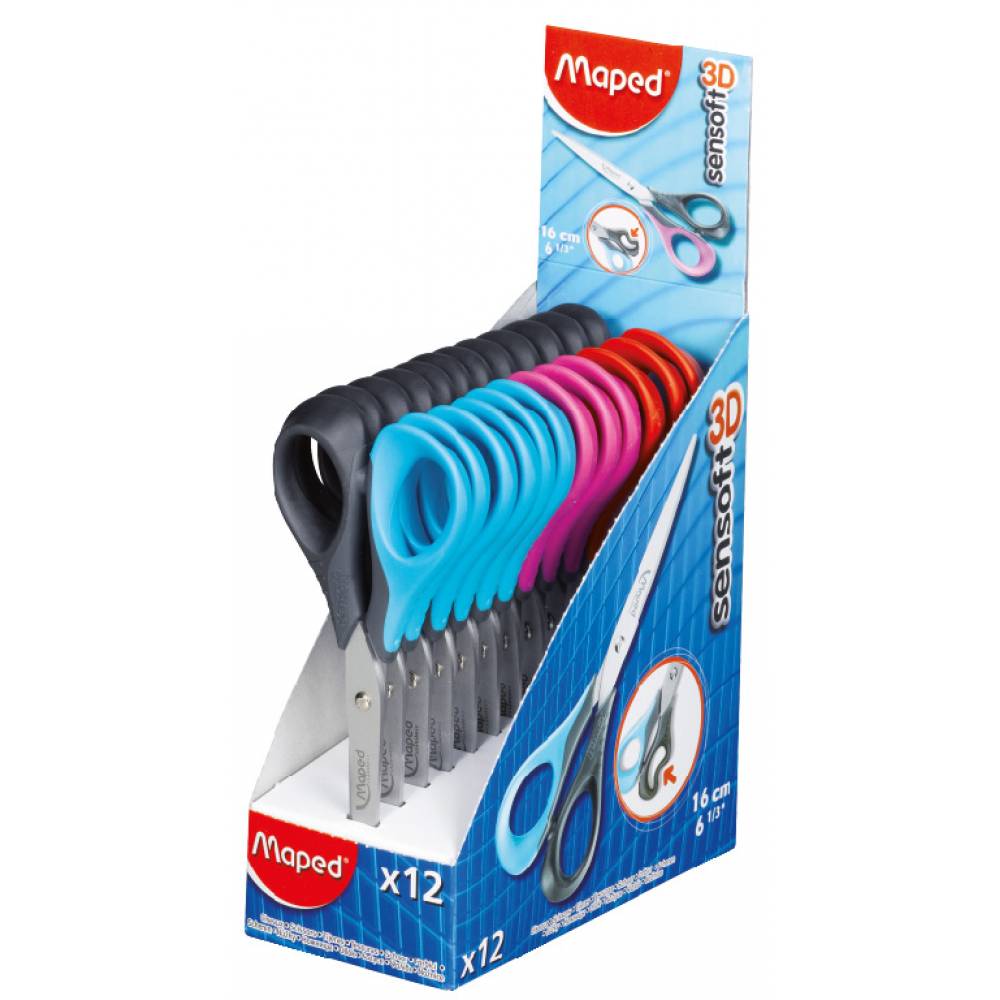 Maped Scissor 16cm Sym Sensoft - (Display of 12) - Al Masam Stationery LLC Main image