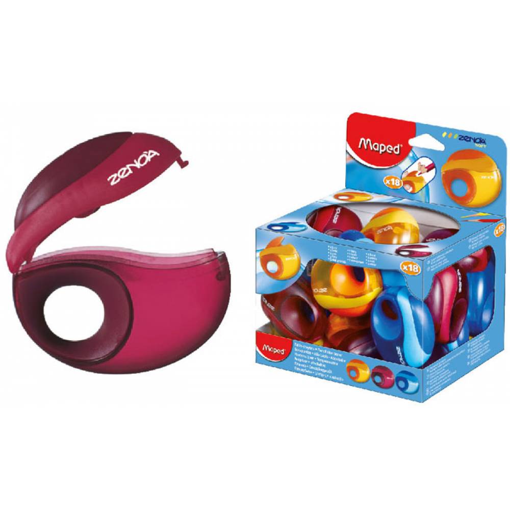 Maped Sharpner 1Hole Zenoa Display of 18 Pcs - Al Masam Stationery LLC Main image