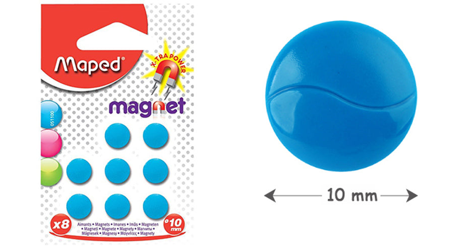 Maped Round Magnets 10mm Colored 8pcs per Pack - Al Masam Stationery LLC