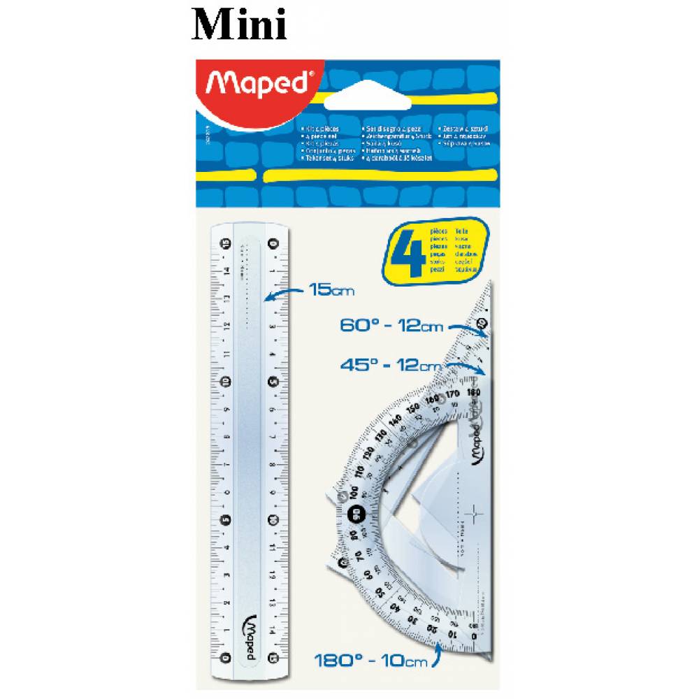 Maped Ruler 15cm Cristal Mini Set of 4 Pcs - Al Masam Stationery LLC Main image