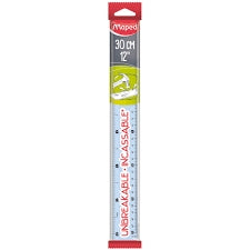 Maped Unbreakable 30cm study ruler shown against a plain background, highlighting its sturdy, transparent design. Main image