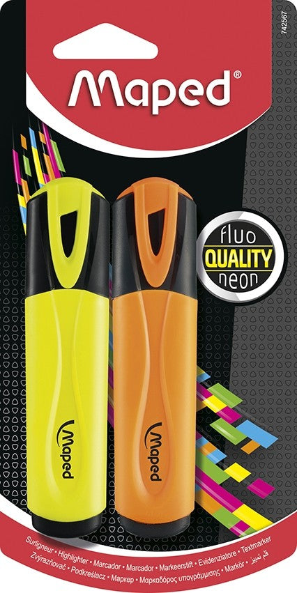 Maped HighlighterFluopeps Soft Yellow and Orange Pack of 2pcs - Al Masam Stationery LLC Main image
