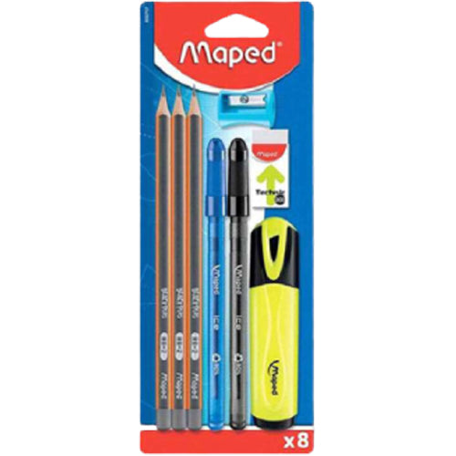 Maped Writing Set Assrtd items Blister Pack 8pcs - Al Masam Stationery LLC Main image