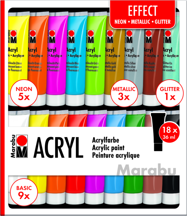 Marabu Acrylic Paints Set Effects - MRU 1210000000209 - Al Masam Stationery LLC Main image