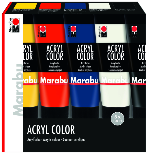 Marabu Acryl Color 5 Pc Assortment Basic - Al Masam Stationery LLC Main image