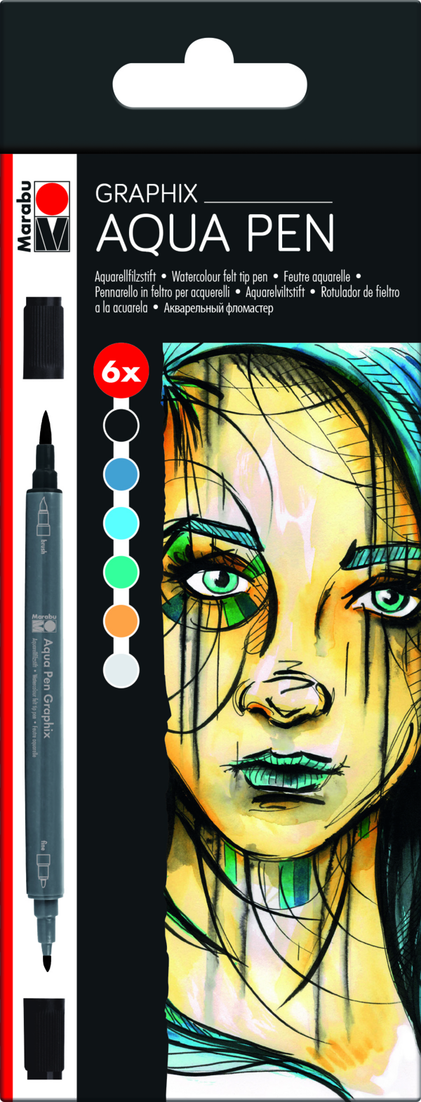 Marabu Aqua Pen Graphix, Metropolitan Set Of 6 - MRU 014500103 - Al Masam Stationery LLC Main image