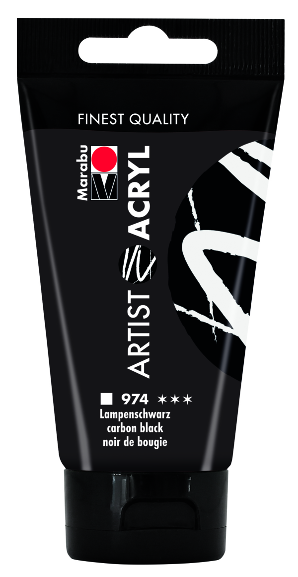 Marabu Artist Acryl, 974 Carbon Black, 75 Ml - Al Masam Stationery LLC Main image