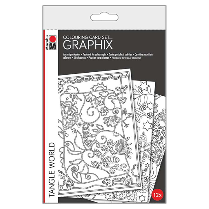 Marabu Colouring Card-Set Graphix Tangle World - Al Masam Stationery LLC Main image