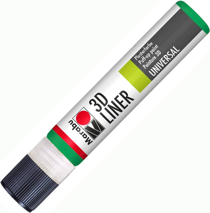 Marabu 3D-Liner 662 in 3D-Light Green, 25 ml glass and ceramic paint, used for detailed decorative designs.