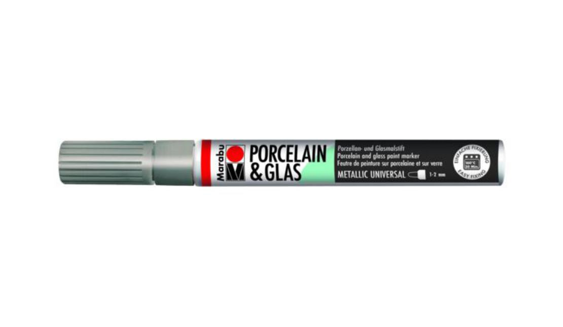 Marabu Porcelain & Glas Painter, 082 Silber, 1 - 2 Mm - Al Masam Stationery LLC