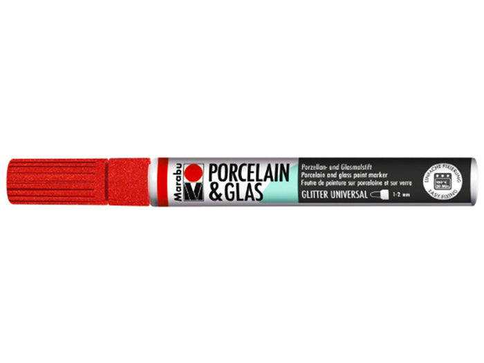 Marabu Porcelain & Glas Painter , 532 Glitter-Rot, 1 - 2 Mm - Al Masam Stationery LLC