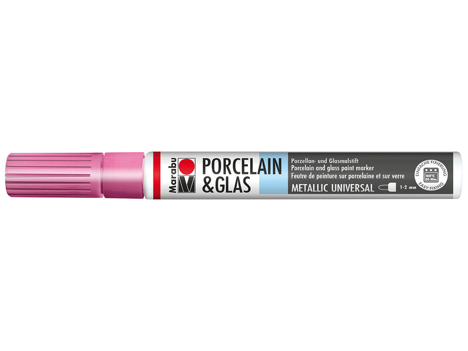 Marabu Porcelain & Glas Painter, 733 Metallic-Rosa, 1 - 2 Mm - Al Masam Stationery LLC Main image