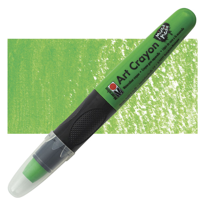 Marabu Art Crayon 155 Kiwi pastel crayon on white background, showcasing vibrant green color and smooth texture.