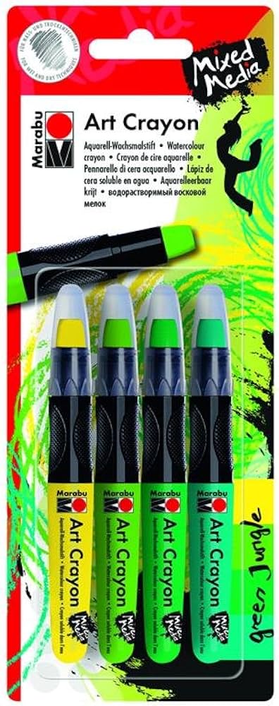 Marabu Art Crayon Blister Assortment Of 4 Green Jungle - Al Masam Stationery LLC