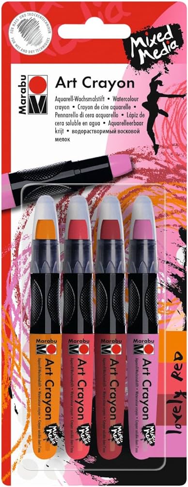 Marabu Art Crayon Blister Assortment Of 4 Lovely Red - Al Masam Stationery LLC