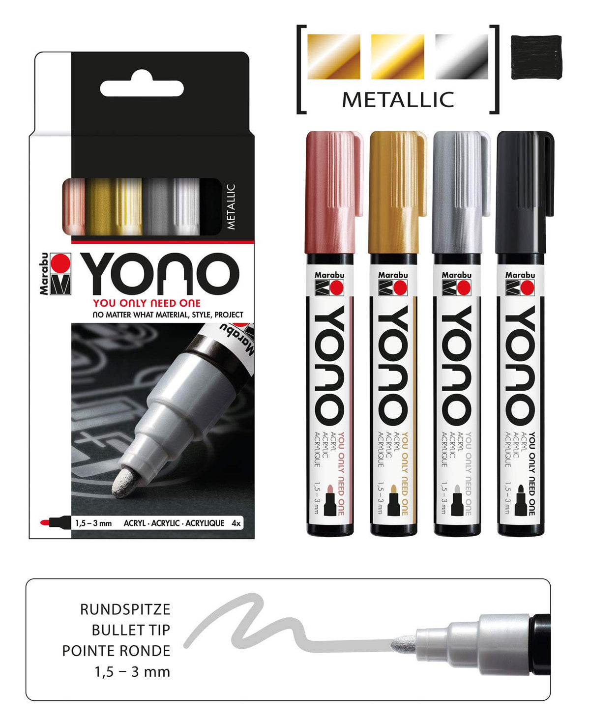 Marabu Yono Marker Set Of 4 - MRU 1240000004001 - Al Masam Stationery LLC Main image