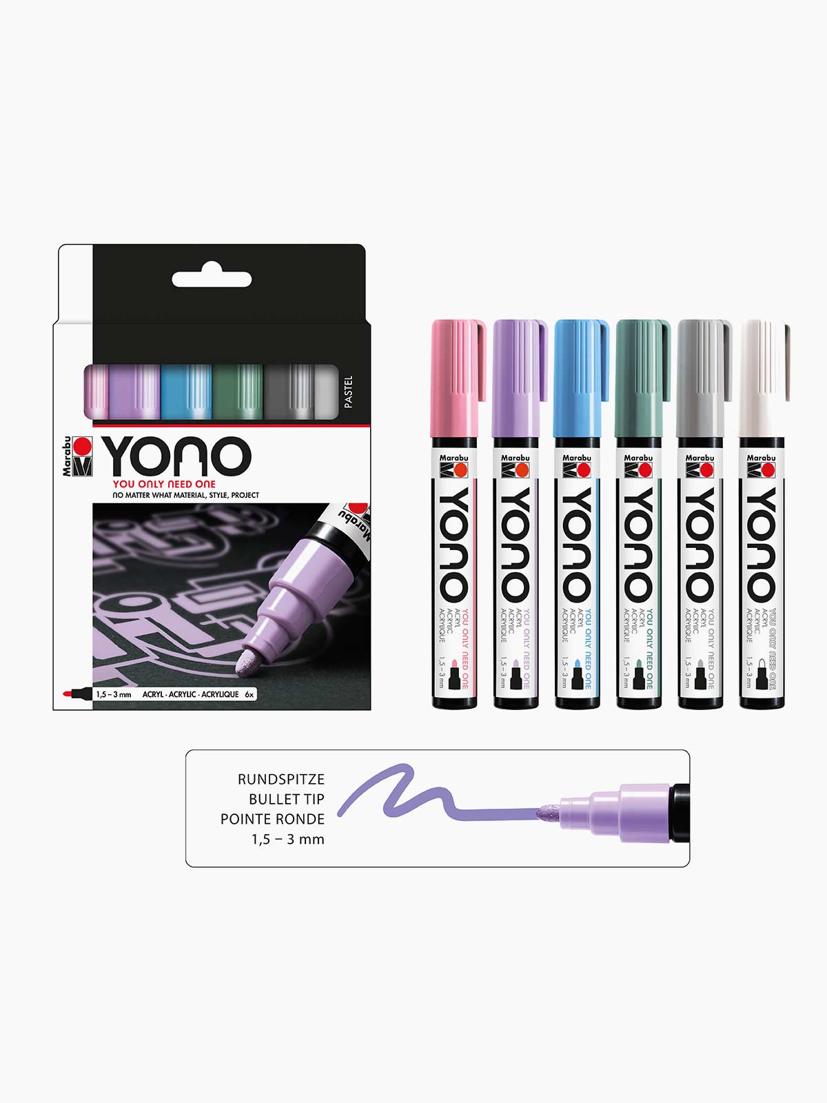 Marabu YONO Marker - (Set of 6 Pcs) - Al Masam Stationery LLC Main image