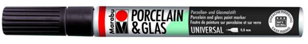 Marabu Porcelain & Glas Painter, 073 Black, 0.8Mm - Al Masam Stationery LLC