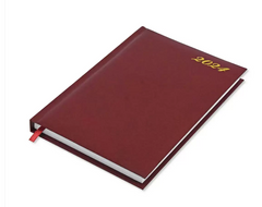 FIS Agenda Diary 2024 (English) Bonded Leather, 1 Side Padded, Maroon
