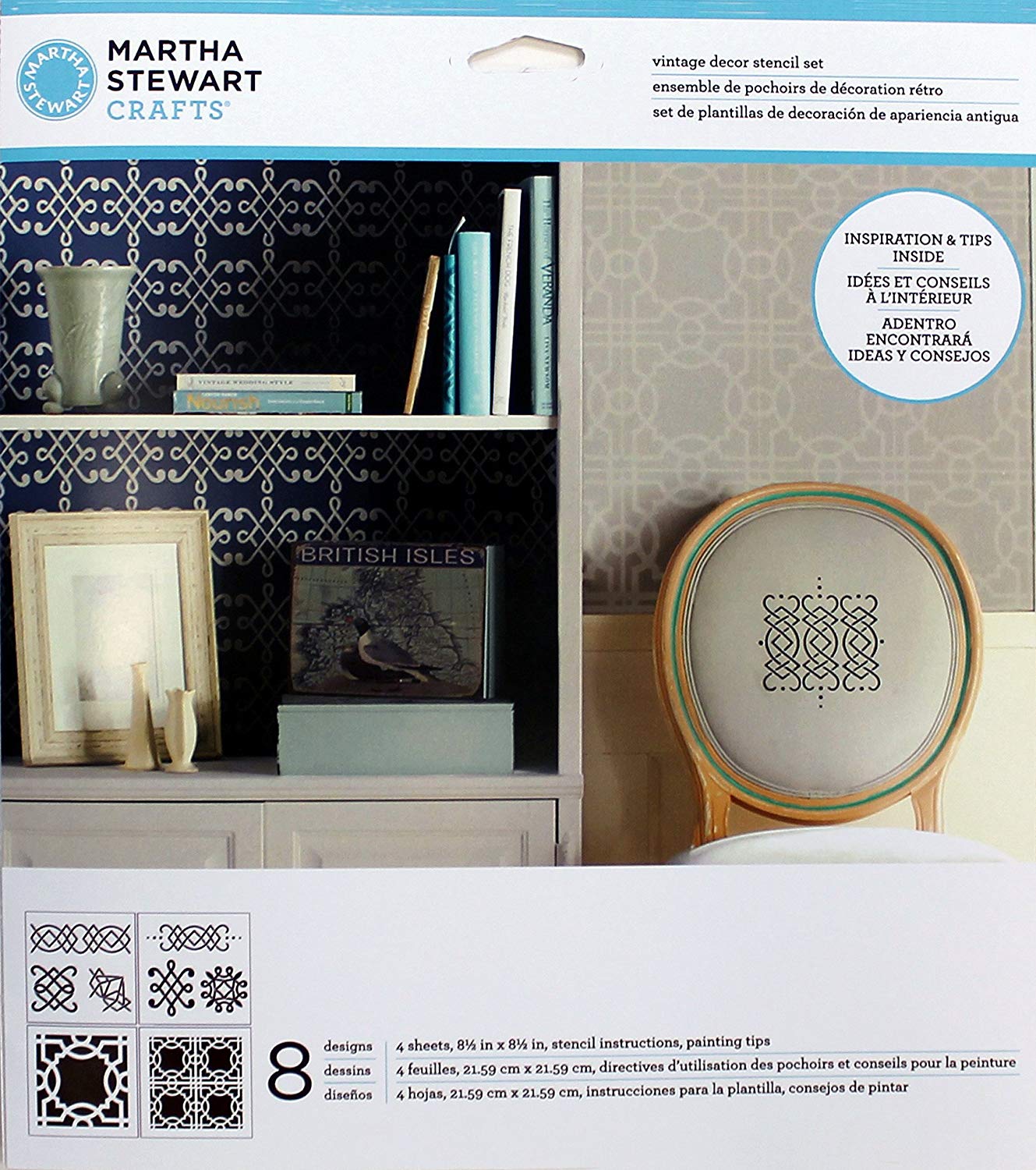 MARTHA STEWART VINTAGE DECOR STENCIL SET ORNAMENTA - Al Masam Stationery LLC Main image