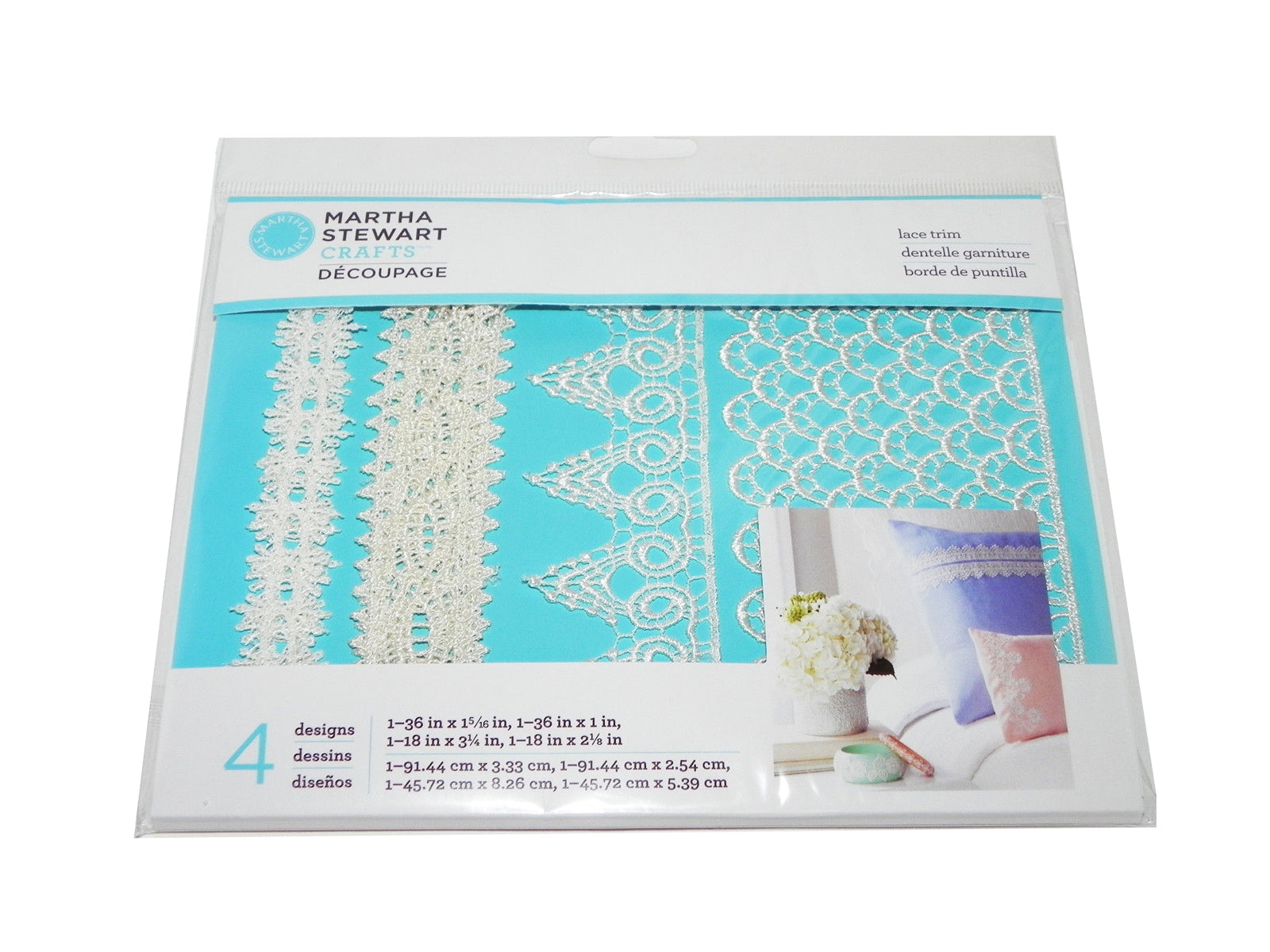 Martha Stewart Decoupage Lace Trim Floral White - Al Masam Stationery LLC Main image