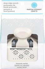 Martha Stewart Deep Edge Punch Blossom Eyelet showing a crafted paper edge with floral eyelet details in a close-up image.