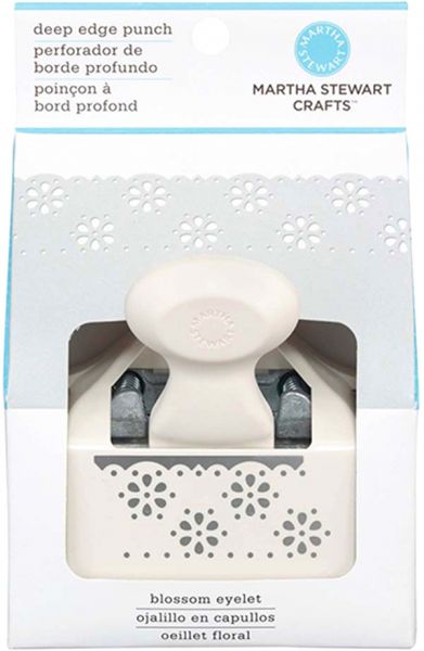 Martha Stewart Deep Edge Punch Blossom Eyelet showing a crafted paper edge with floral eyelet details in a close-up image.