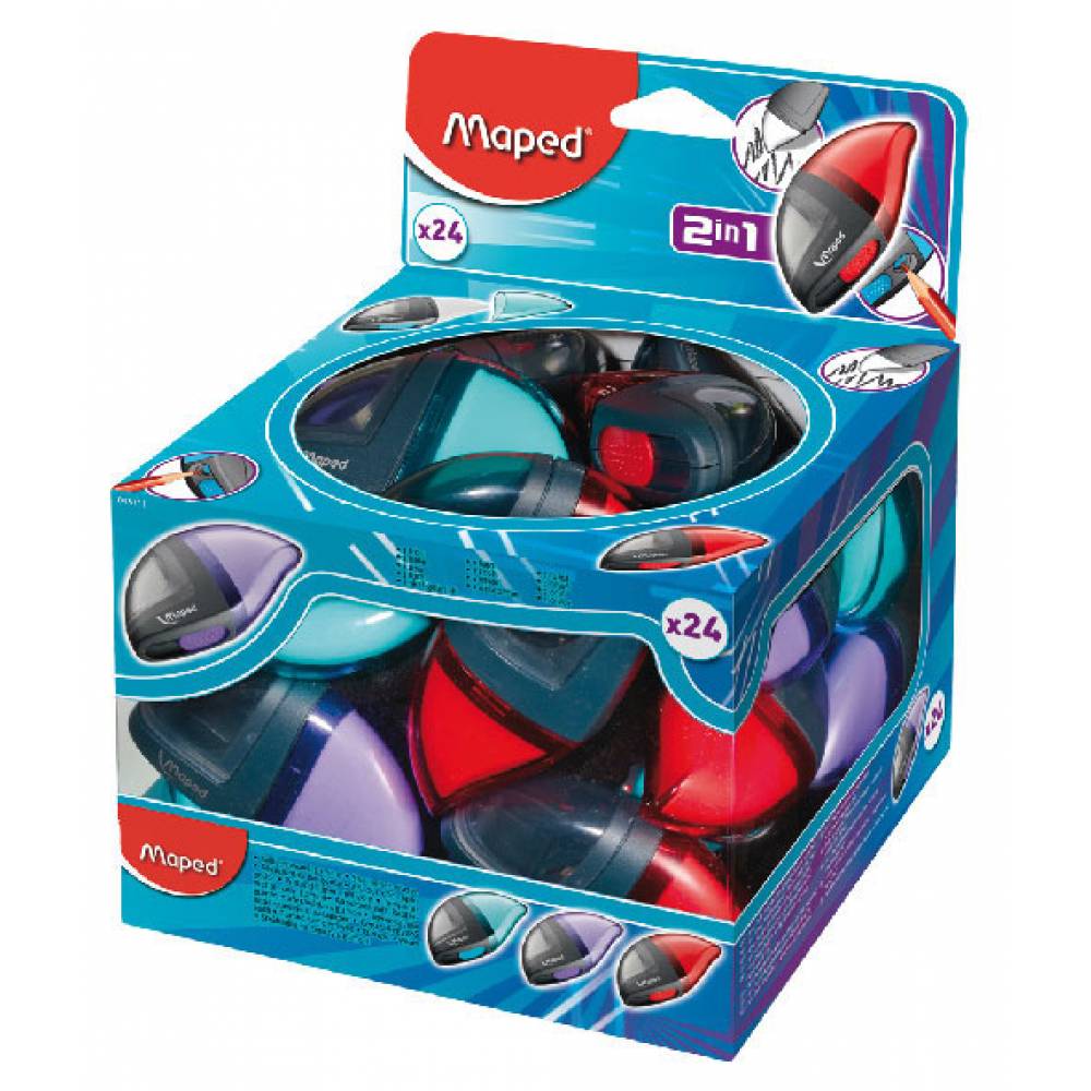 Maped Sharpner Eraser 1H Moondo Display of 24Pcs - Al Masam Stationery LLC