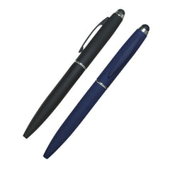 AMS-PN-27 - (2 in 1) - Rubber coated Metal pen with touch screen - Al Masam Stationery LLC