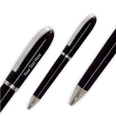 AMS-PN-03 (Ball Pen shiny Black chrome under the top and lower barrel , chrome parts) - Al Masam Stationery LLC