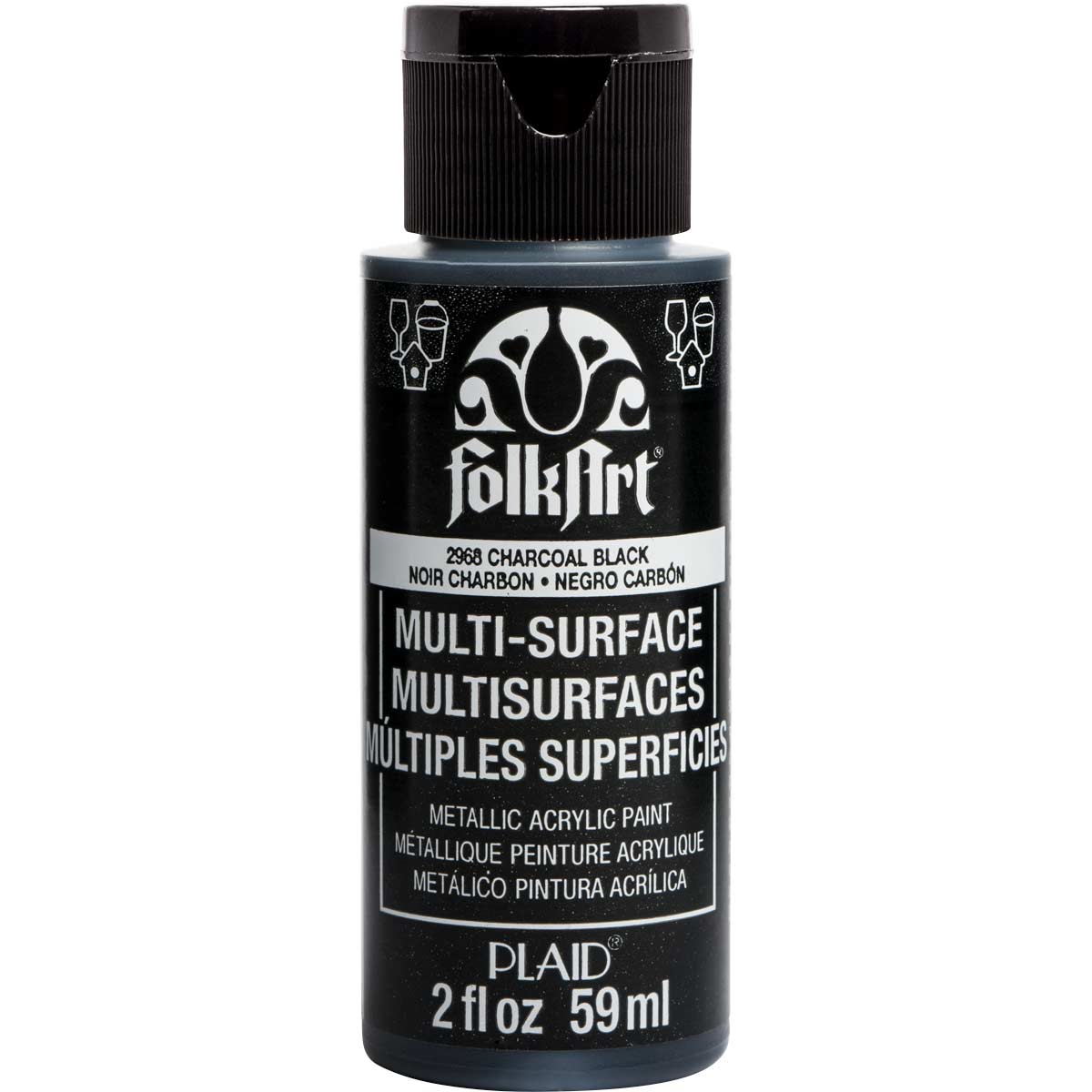 Folkart Multi-Surface Specialty Paint - Metallic Charcoal Black - Al Masam Stationery LLC