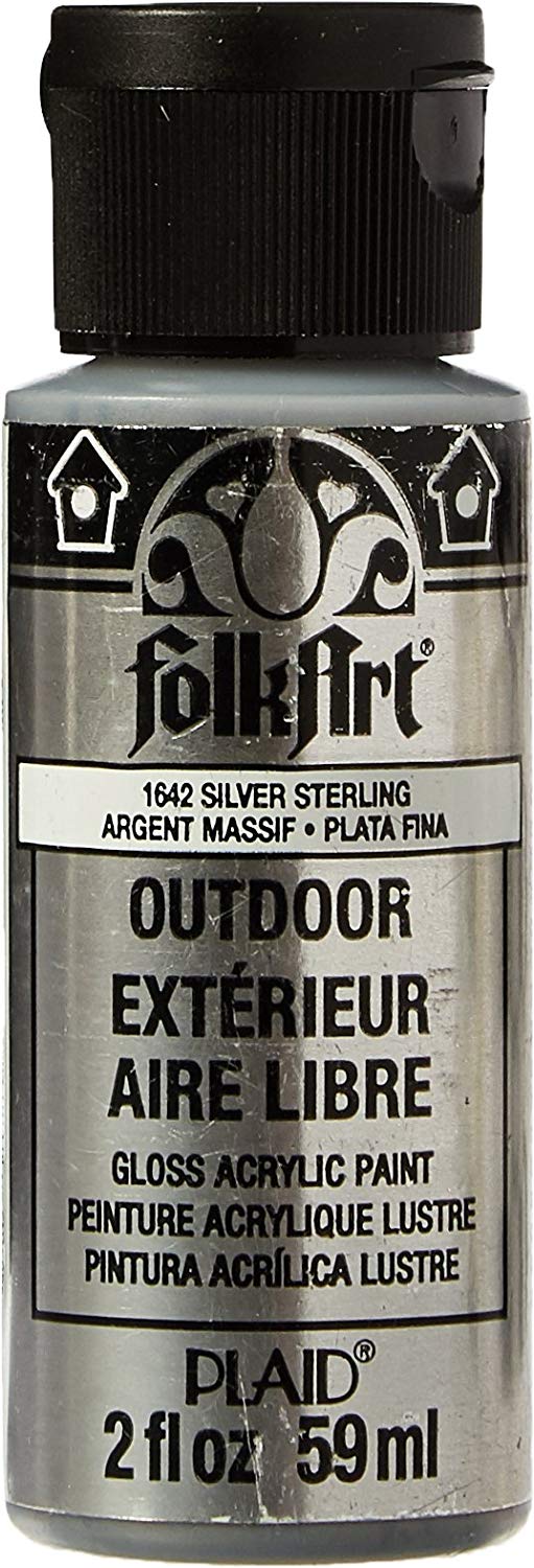 Folkart Outdoor Brush On - Met. Silver Sterling 2 Oz. - Al Masam Stationery LLC