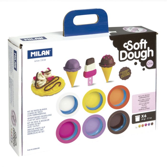 Kit 6 cans 59 g Soft Dough with tools 'Ice creams &Waffles' - Al Masam Stationery LLC Main image