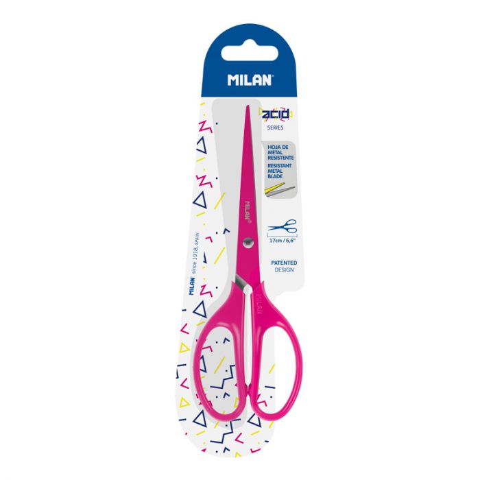Blister pack Acid pink office scissors 17 cm - Al Masam Stationery LLC Main image