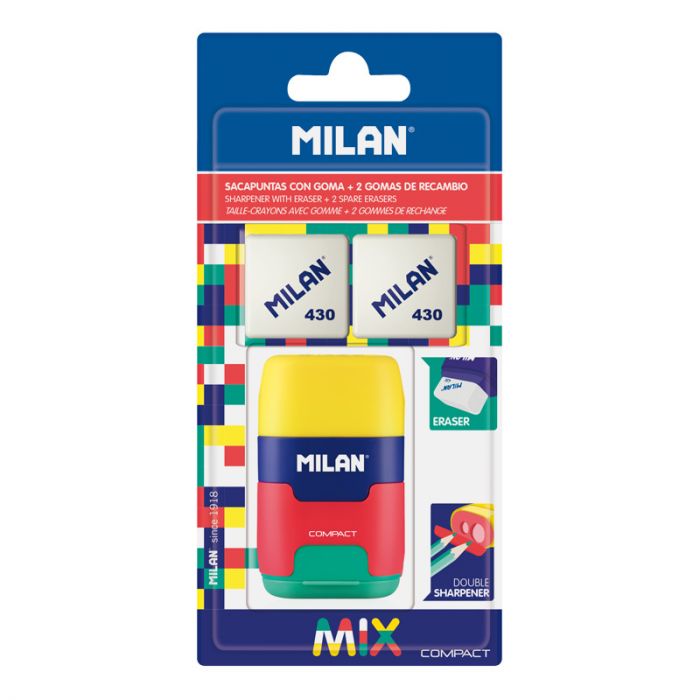 Blister pack DOUBLE pencil sharpener + eraser 2424 - Al Masam Stationery LLC Main image