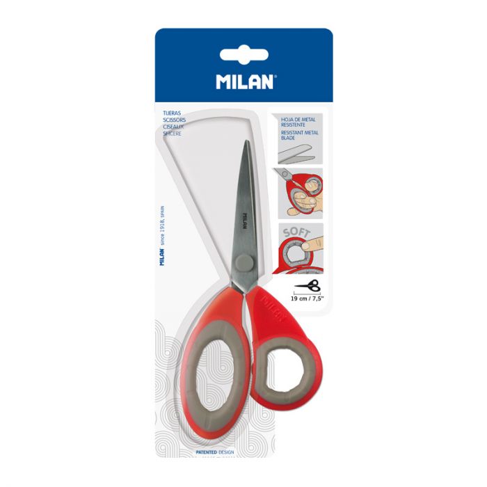 Blister pack red office scissors 19 cm - Al Masam Stationery LLC Main image