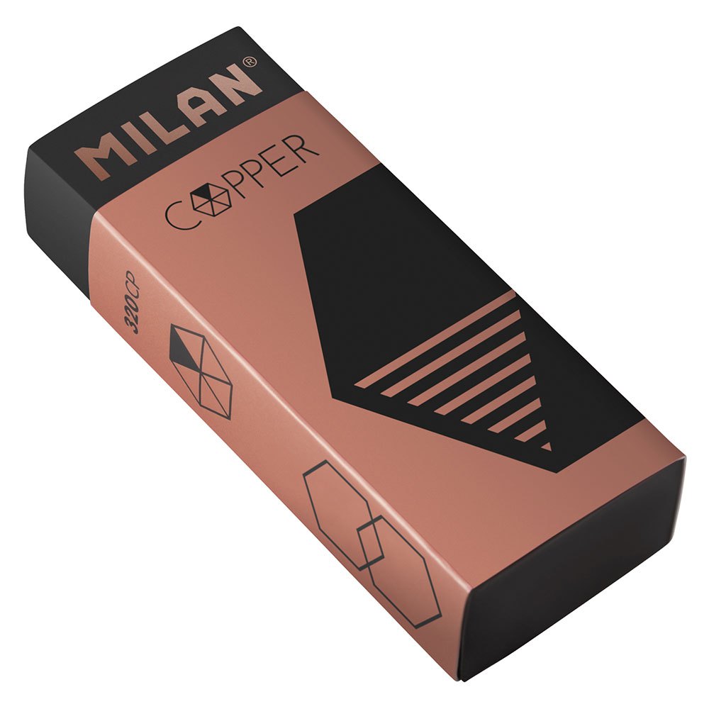 MILAN Display Box 20 Nata® Black Erasers Copper Series - Al Masam Stationery LLC Main image