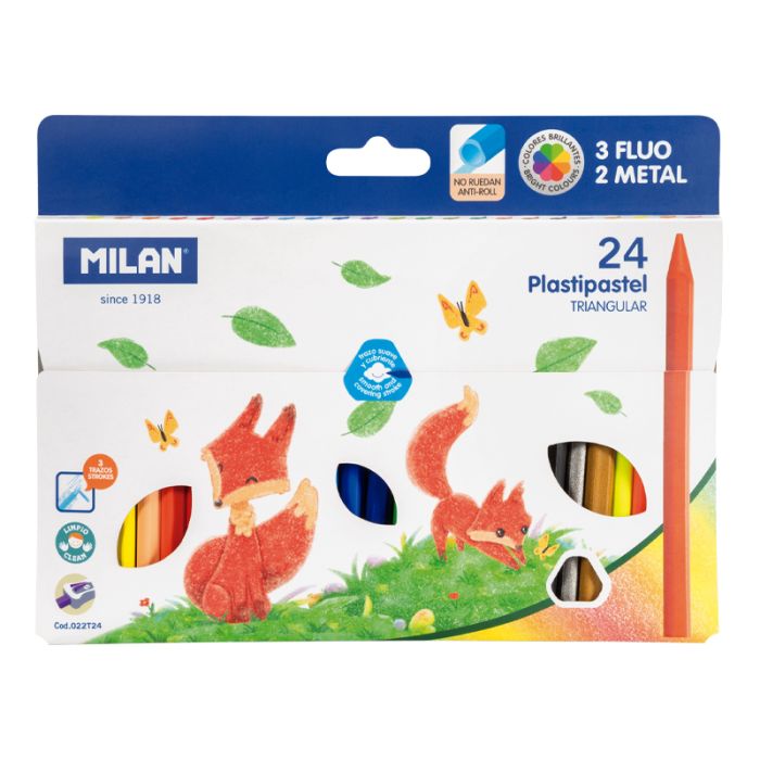 Triangular Plastipastel (contains 3 fluo and 2 metal colours) - Al Masam Stationery LLC