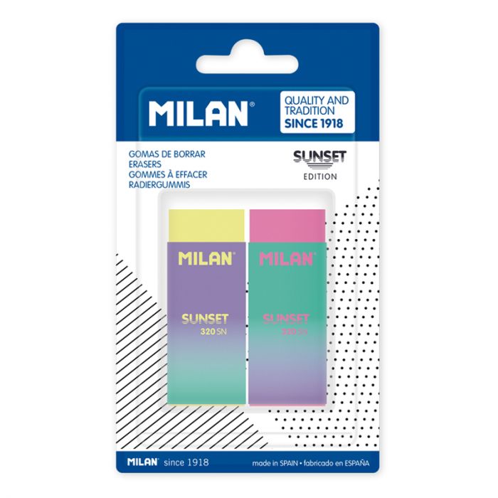 Milan Nata® 320 Erasers, Sunset series - Al Masam Stationery LLC Main image