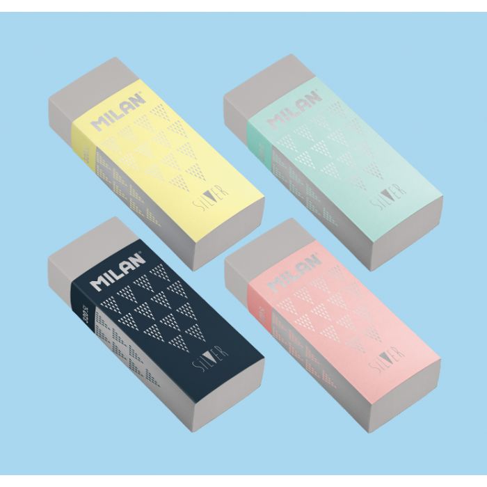Milan Nata Silver Large Wrapped Pencil Eraser, 4 assorted - Al Masam Stationery LLC Main image