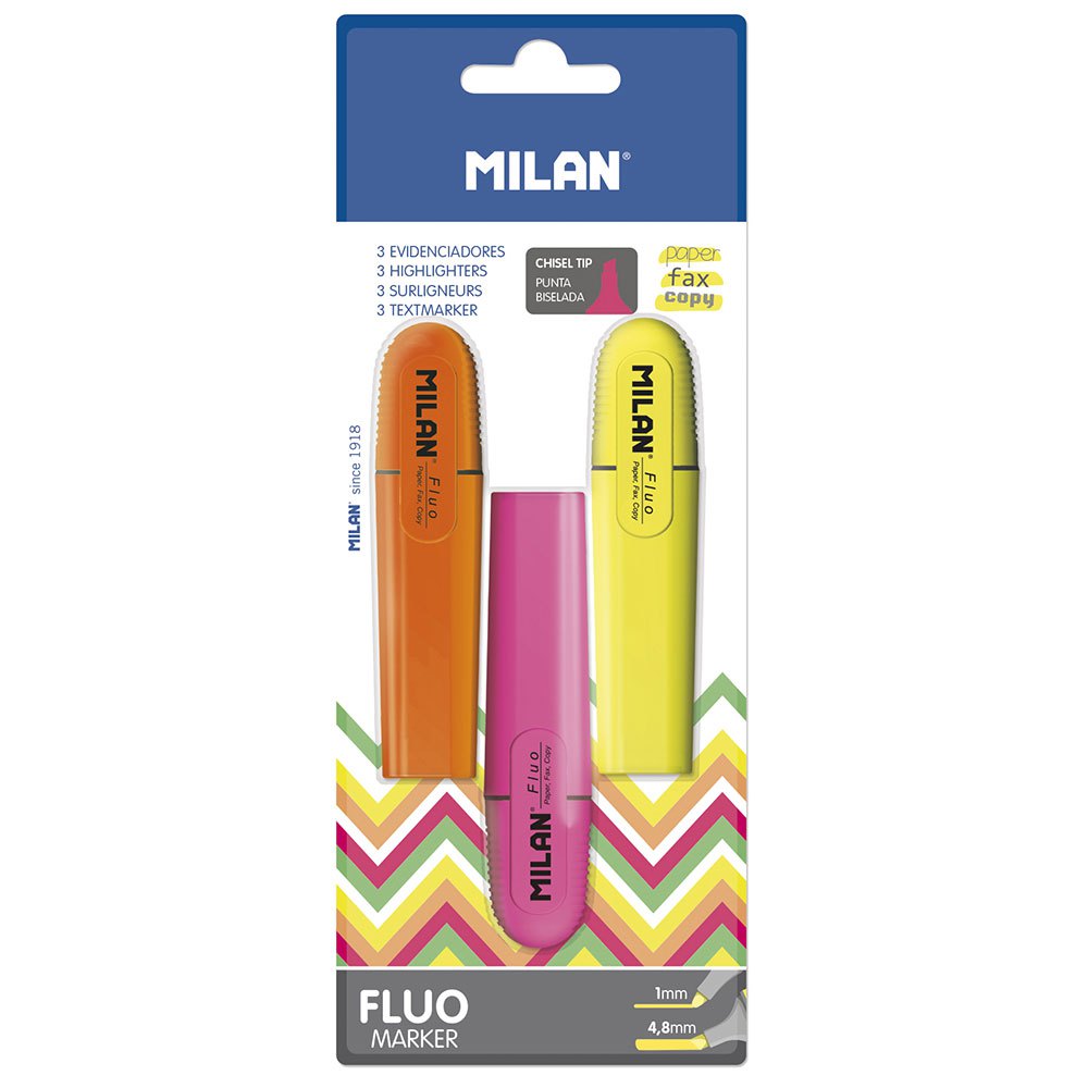 Fluo highlighters (yellow, orange and pink) - Al Masam Stationery LLC Main image