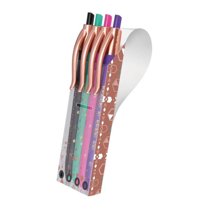 Display box 14 cases with 4 P1 Silver pens, assorted colours - Al Masam Stationery LLC