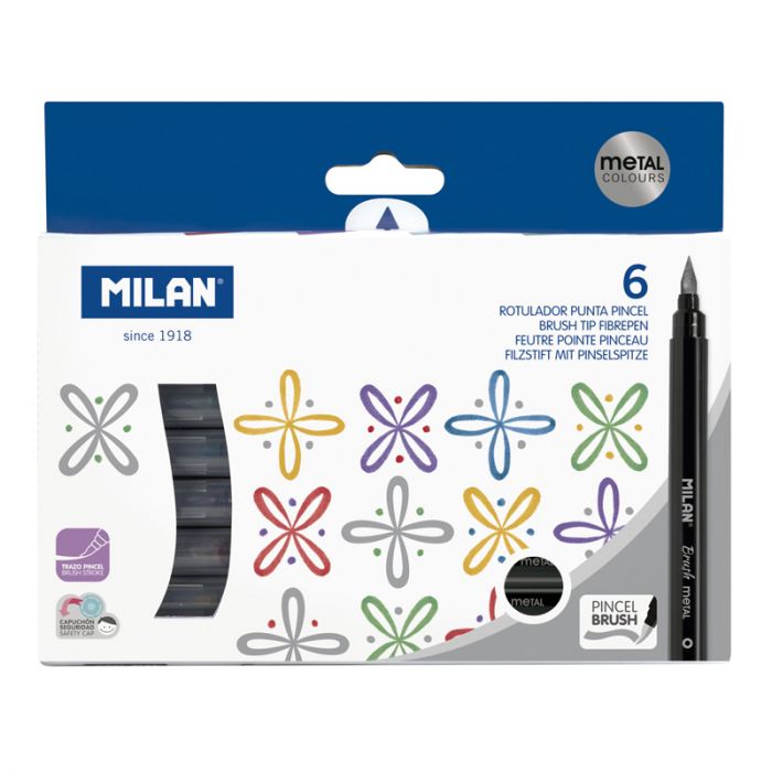 Brush tip fibrepens metallic colours