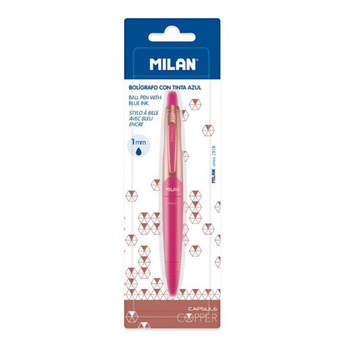 Milan Pink CAPSULE Copper Pens Blue Ink - Al Masam Stationery LLC Main image