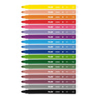 Milan fine tip fibrepens in a tape dispenser, showcasing vibrant ink colors and a sleek design on a workspace.